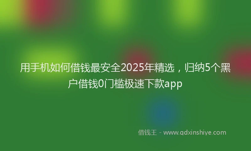 用手机如何借钱最安全2025年精选，归纳5个黑户借钱0门槛极速下款app