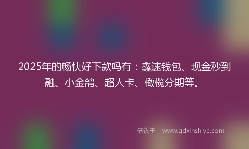 2025年的畅快好下款吗有：鑫速钱包、现金秒到融、小金鸽、超人卡、橄榄分期等。