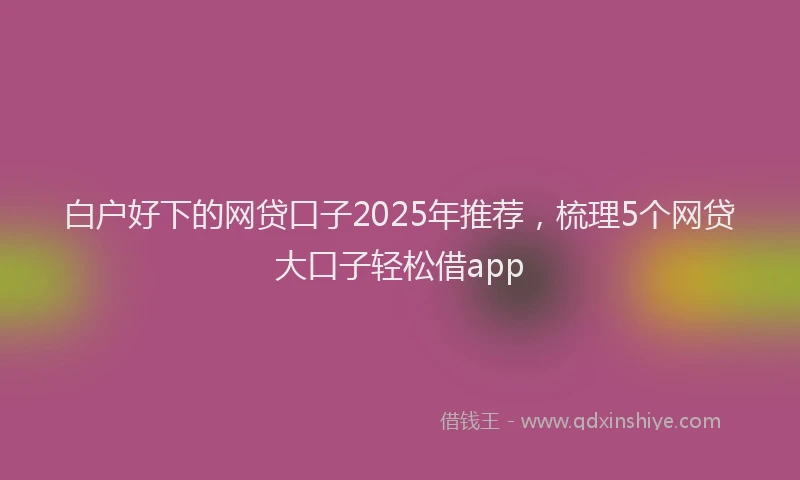 白户好下的网贷口子2025年推荐，梳理5个网贷大口子轻松借app