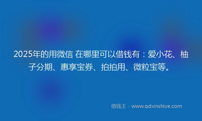 2025年的用微信 在哪里可以借钱有：爱小花、柚子分期、惠享宝券、拍拍用、微粒宝等。