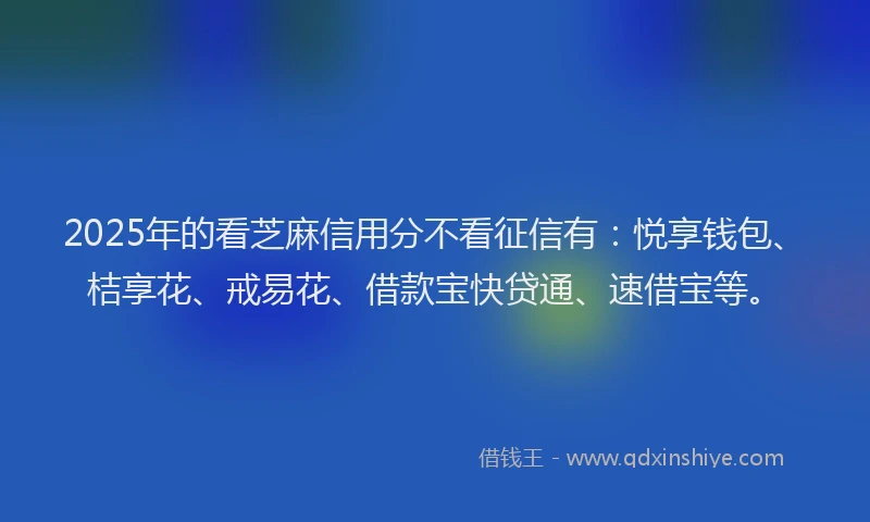 2025年的看芝麻信用分不看征信有：悦享钱包、桔享花、戒易花、借款宝快贷通、速借宝等。