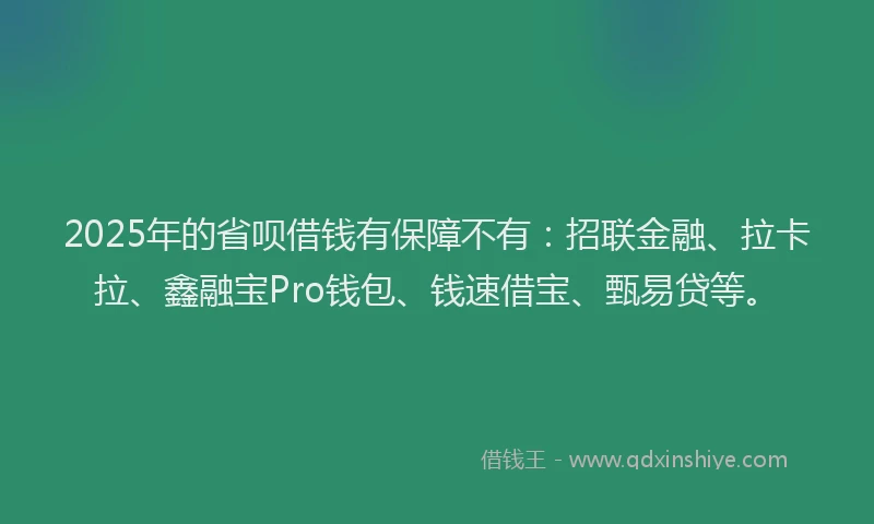 2025年的省呗借钱有保障不有：招联金融、拉卡拉、鑫融宝Pro钱包、钱速借宝、甄易贷等。