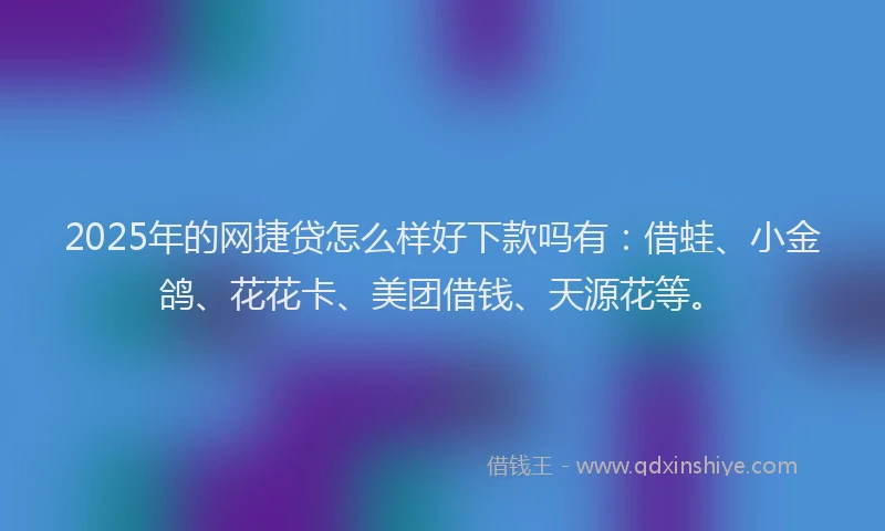2025年的网捷贷怎么样好下款吗有：借蛙、小金鸽、花花卡、美团借钱、天源花等。