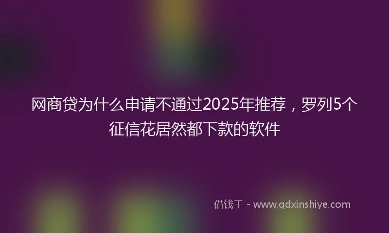 网商贷为什么申请不通过2025年推荐，罗列5个征信花居然都下款的软件