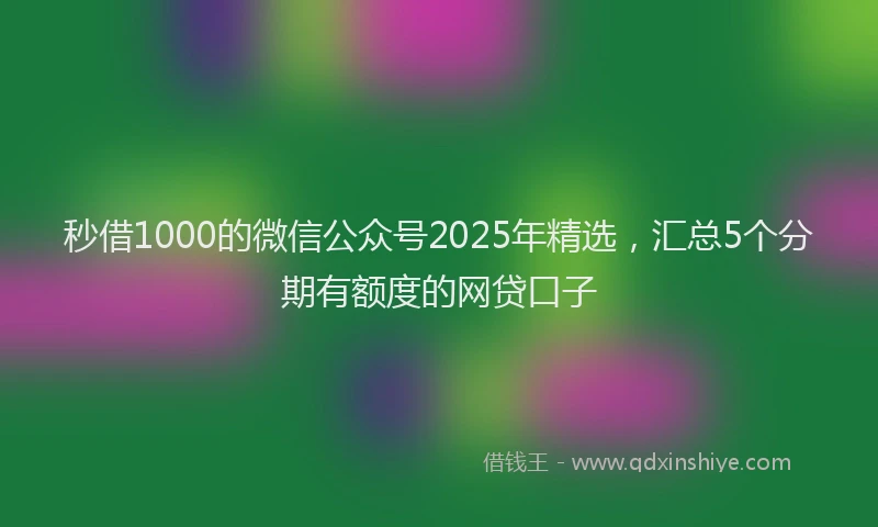 秒借1000的微信公众号2025年精选，汇总5个分期有额度的网贷口子