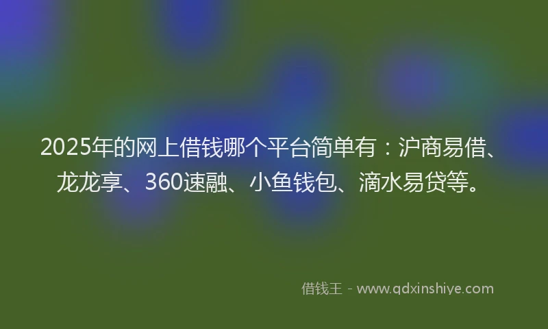 2025年的网上借钱哪个平台简单有：沪商易借、龙龙享、360速融、小鱼钱包、滴水易贷等。