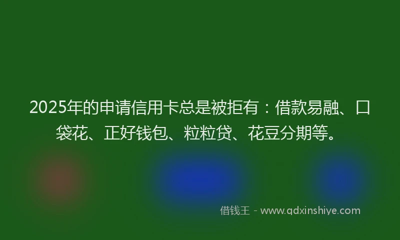 2025年的申请信用卡总是被拒有：借款易融、口袋花、正好钱包、粒粒贷、花豆分期等。