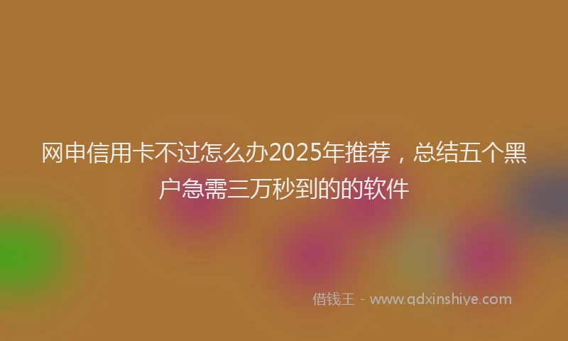 网申信用卡不过怎么办2025年推荐，总结五个黑户急需三万秒到的的软件