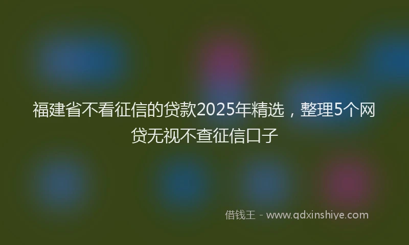 福建省不看征信的贷款2025年精选，整理5个网贷无视不查征信口子