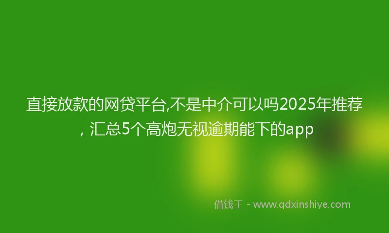 直接放款的网贷平台,不是中介可以吗2025年推荐，汇总5个高炮无视逾期能下的app