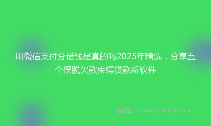 用微信支付分借钱是真的吗2025年精选，分享五个摆脱欠款束缚贷款新软件