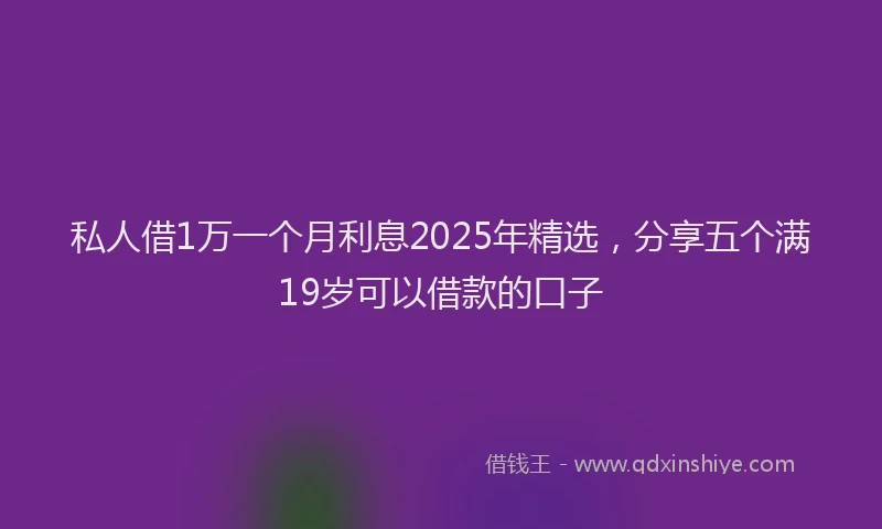 私人借1万一个月利息2025年精选，分享五个满19岁可以借款的口子