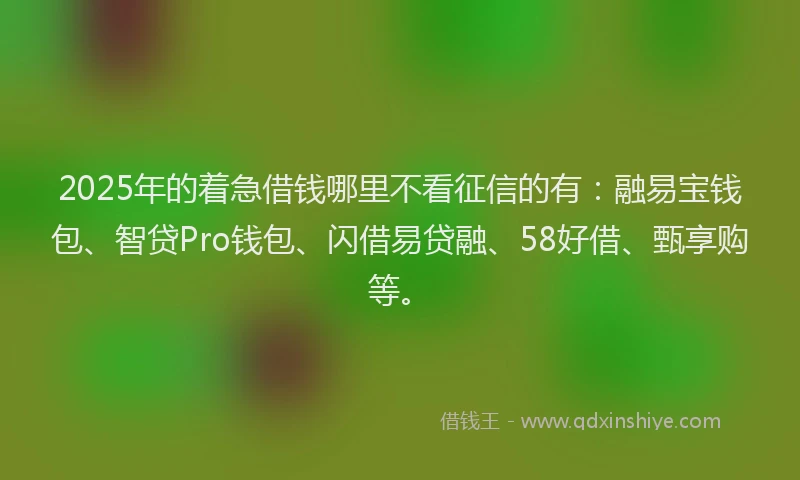 2025年的着急借钱哪里不看征信的有：融易宝钱包、智贷Pro钱包、闪借易贷融、58好借、甄享购等。