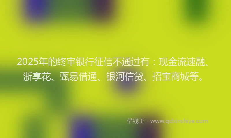 2025年的终审银行征信不通过有：现金流速融、浙享花、甄易借通、银河信贷、招宝商城等。