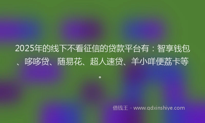 2025年的线下不看征信的贷款平台有：智享钱包、哆哆贷、随易花、超人速贷、羊小咩便荔卡等。