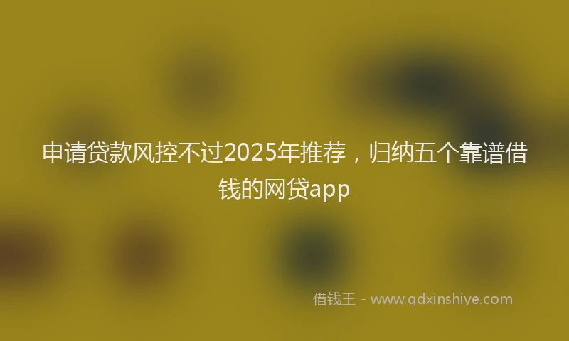 申请贷款风控不过2025年推荐，归纳五个靠谱借钱的网贷app