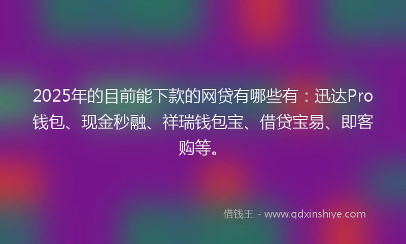 2025年的目前能下款的网贷有哪些有：迅达Pro钱包、现金秒融、祥瑞钱包宝、借贷宝易、即客购等。