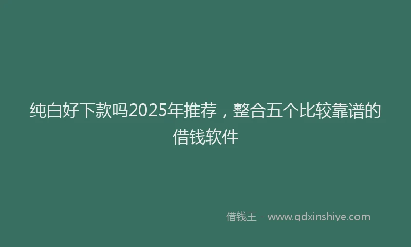 纯白好下款吗2025年推荐，整合五个比较靠谱的借钱软件