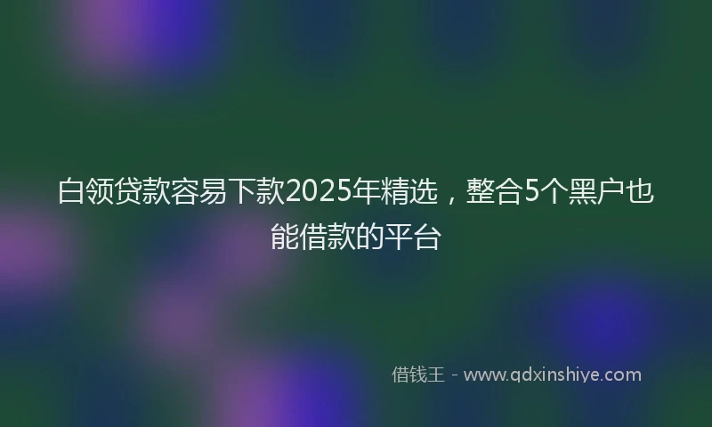 白领贷款容易下款2025年精选，整合5个黑户也能借款的平台