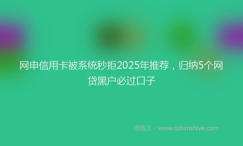 网申信用卡被系统秒拒2025年推荐，归纳5个网贷黑户必过口子