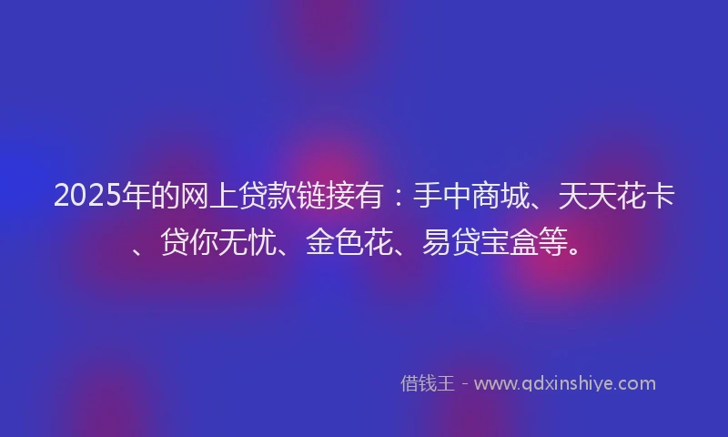 2025年的网上贷款链接有：手中商城、天天花卡、贷你无忧、金色花、易贷宝盒等。