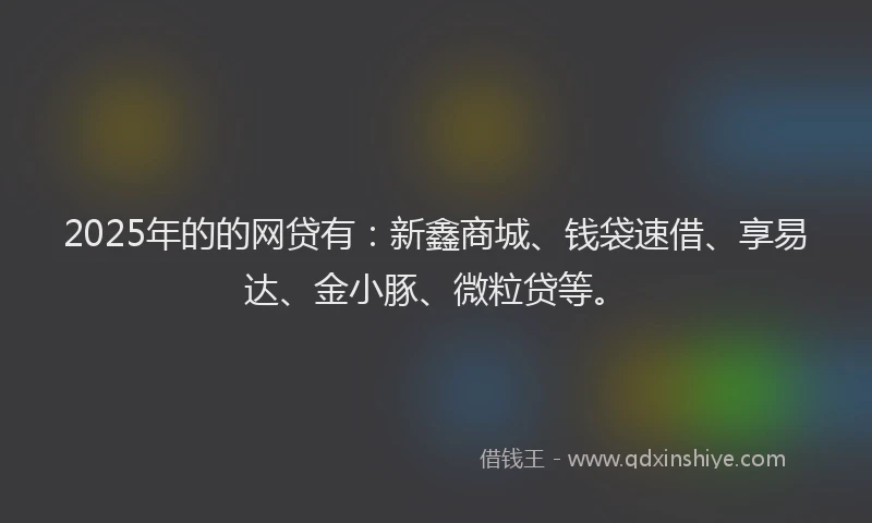 2025年的的网贷有：新鑫商城、钱袋速借、享易达、金小豚、微粒贷等。