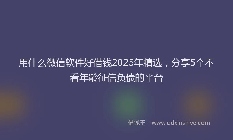 用什么微信软件好借钱2025年精选，分享5个不看年龄征信负债的平台