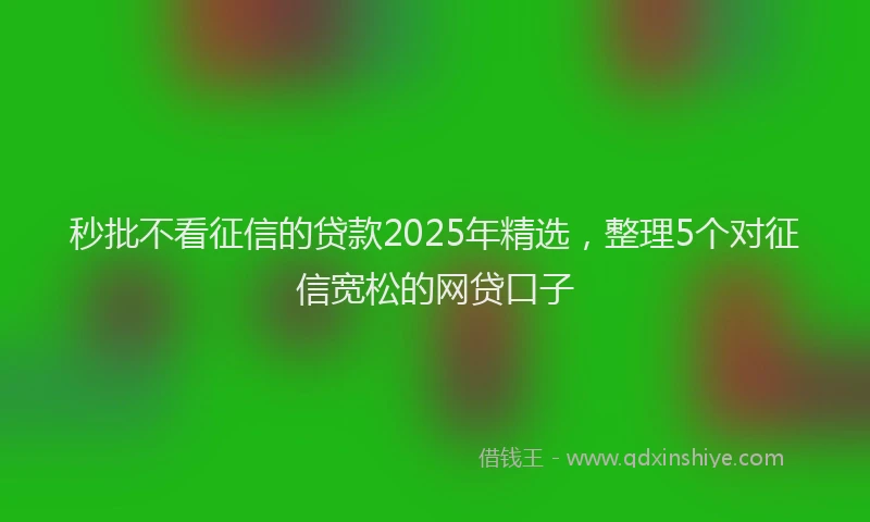 秒批不看征信的贷款2025年精选，整理5个对征信宽松的网贷口子