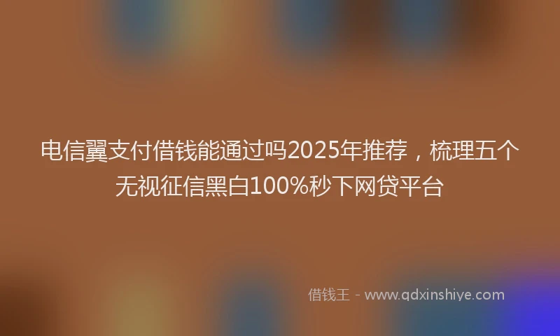 电信翼支付借钱能通过吗2025年推荐，梳理五个无视征信黑白100%秒下网贷平台