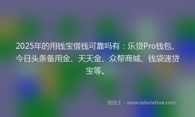 2025年的用钱宝借钱可靠吗有：乐贷Pro钱包、今日头条备用金、天天金、众帮商城、钱袋速贷宝等。