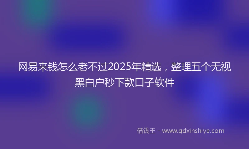 网易来钱怎么老不过2025年精选，整理五个无视黑白户秒下款口子软件