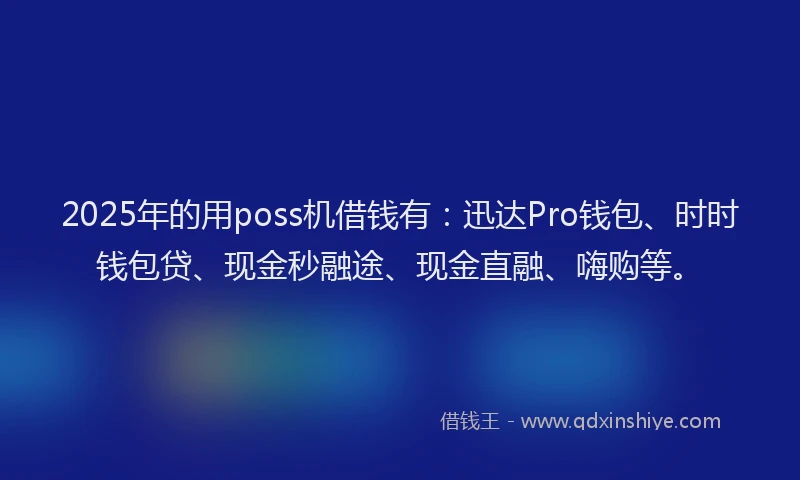 2025年的用poss机借钱有：迅达Pro钱包、时时钱包贷、现金秒融途、现金直融、嗨购等。