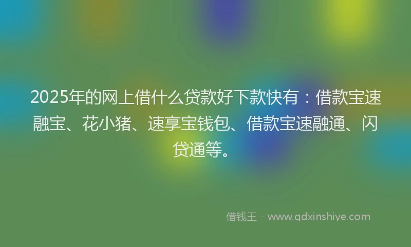 2025年的网上借什么贷款好下款快有：借款宝速融宝、花小猪、速享宝钱包、借款宝速融通、闪贷通等。