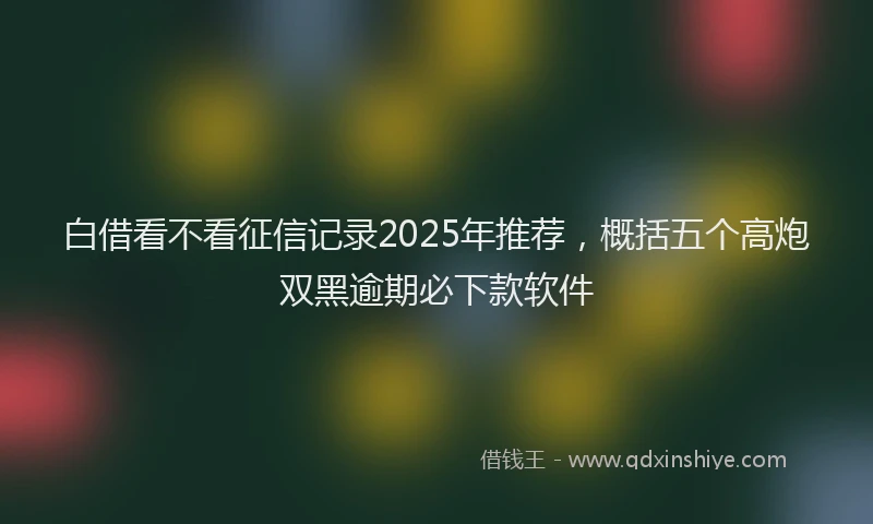 白借看不看征信记录2025年推荐，概括五个高炮双黑逾期必下款软件