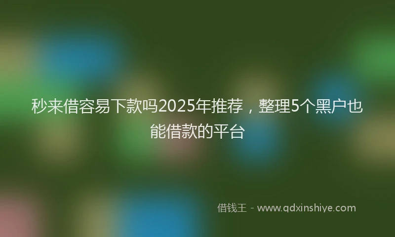 秒来借容易下款吗2025年推荐，整理5个黑户也能借款的平台