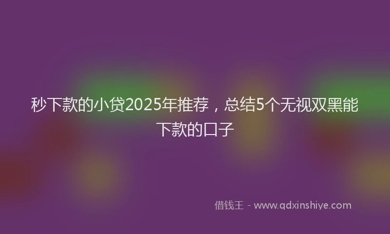 秒下款的小贷2025年推荐，总结5个无视双黑能下款的口子