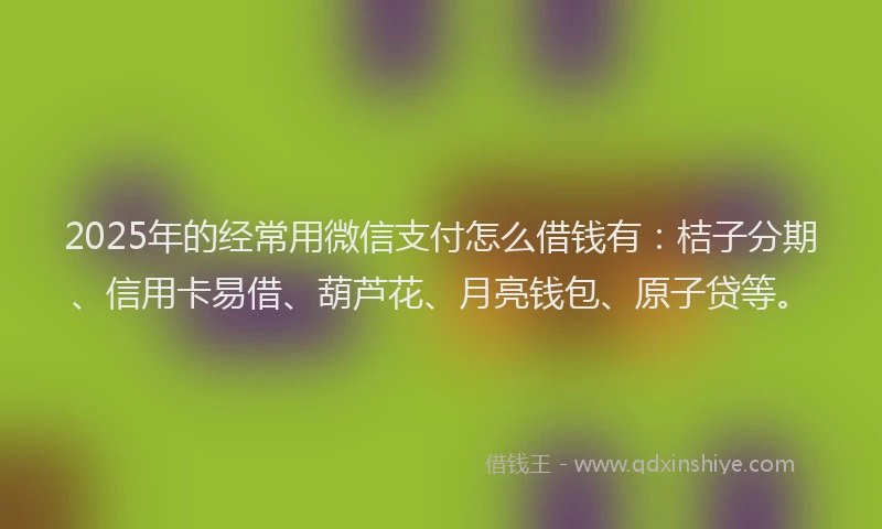 2025年的经常用微信支付怎么借钱有：桔子分期、信用卡易借、葫芦花、月亮钱包、原子贷等。