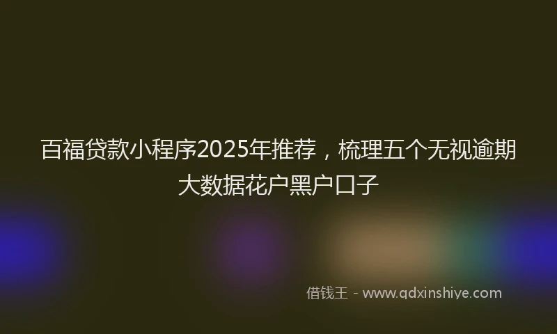 百福贷款小程序2025年推荐，梳理五个无视逾期大数据花户黑户口子