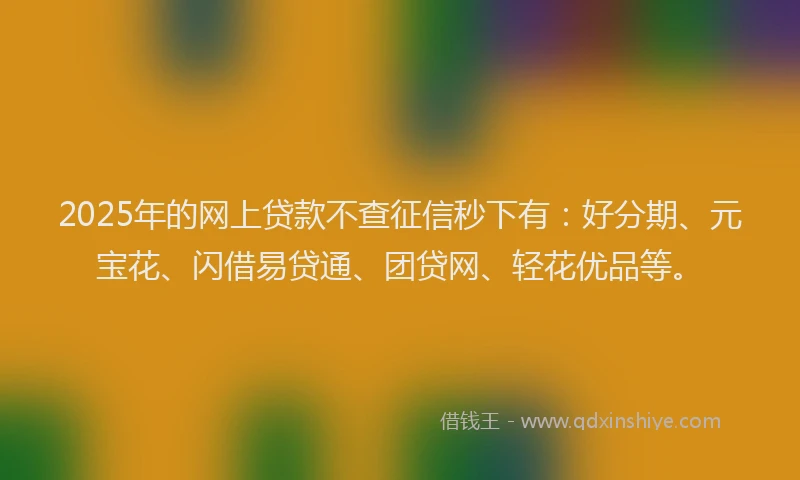 2025年的网上贷款不查征信秒下有：好分期、元宝花、闪借易贷通、团贷网、轻花优品等。