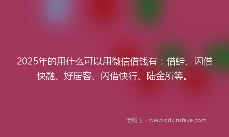 2025年的用什么可以用微信借钱有：借蛙、闪借快融、好居客、闪借快行、陆金所等。