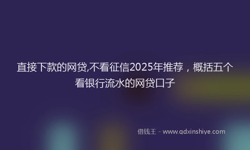 直接下款的网贷,不看征信2025年推荐，概括五个看银行流水的网贷口子