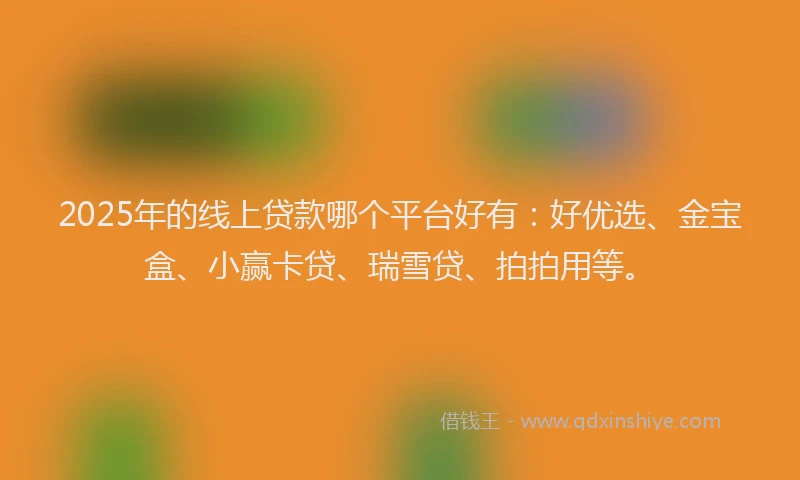 2025年的线上贷款哪个平台好有：好优选、金宝盒、小赢卡贷、瑞雪贷、拍拍用等。