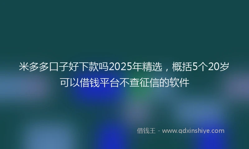 米多多口子好下款吗2025年精选，概括5个20岁可以借钱平台不查征信的软件