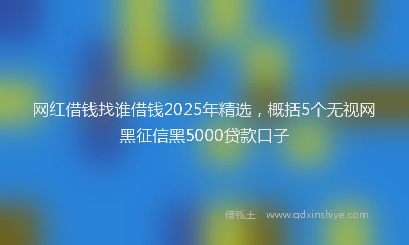 网红借钱找谁借钱2025年精选，概括5个无视网黑征信黑5000贷款口子
