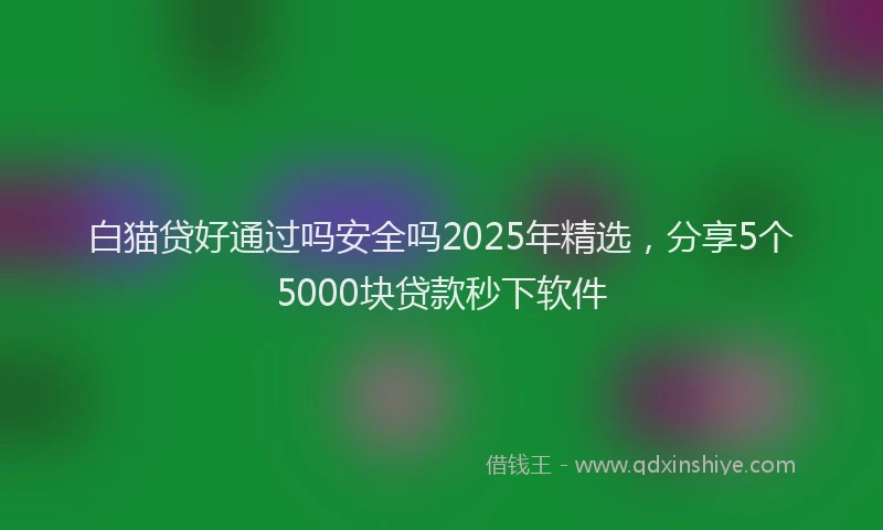 白猫贷好通过吗安全吗2025年精选，分享5个5000块贷款秒下软件