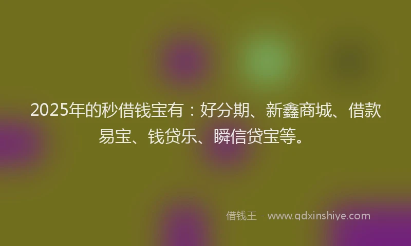 2025年的秒借钱宝有：好分期、新鑫商城、借款易宝、钱贷乐、瞬信贷宝等。