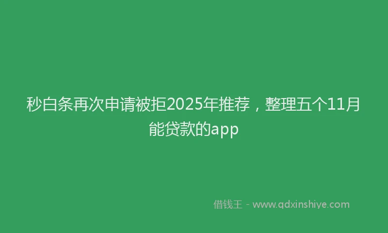 秒白条再次申请被拒2025年推荐，整理五个11月能贷款的app