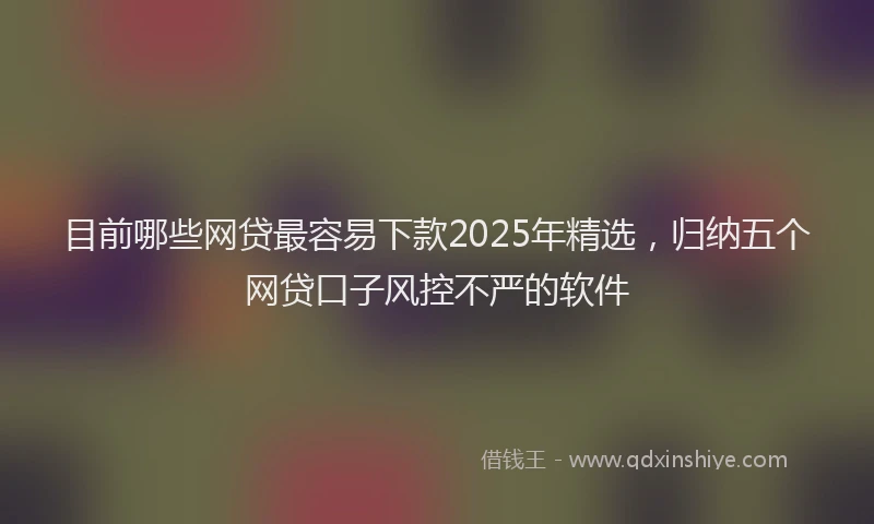 目前哪些网贷最容易下款2025年精选，归纳五个网贷口子风控不严的软件