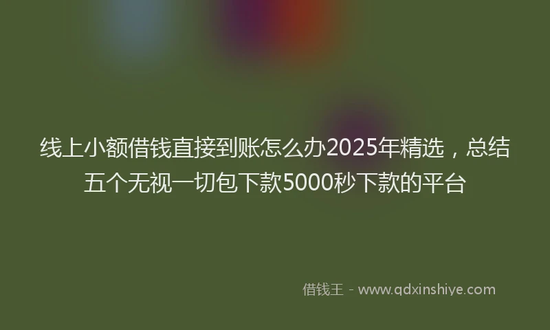 线上小额借钱直接到账怎么办2025年精选，总结五个无视一切包下款5000秒下款的平台