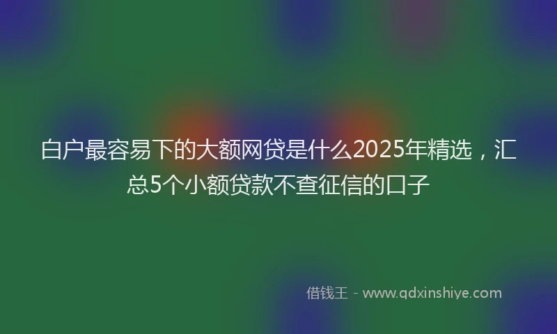 白户最容易下的大额网贷是什么2025年精选，汇总5个小额贷款不查征信的口子